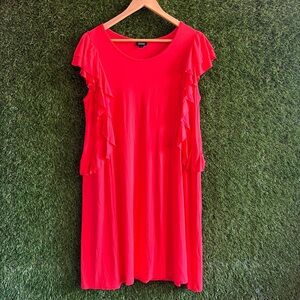 a.n.a. Ruffle Sleeve Silky Knit Dress